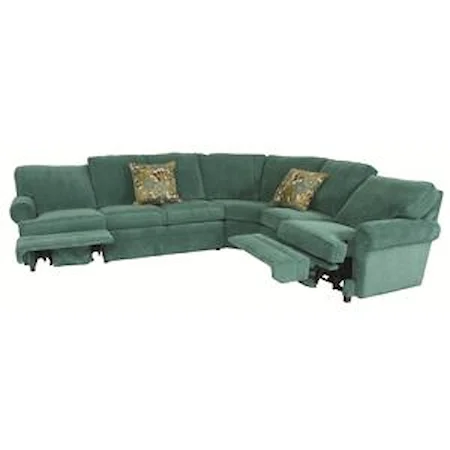 Transitional 5 Piece Sectional with Curved Corner